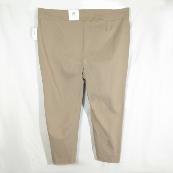 NWT 24/24W Roz & Ali Rayon-Blend Tan Ankle Pants - Picture 5 of 7